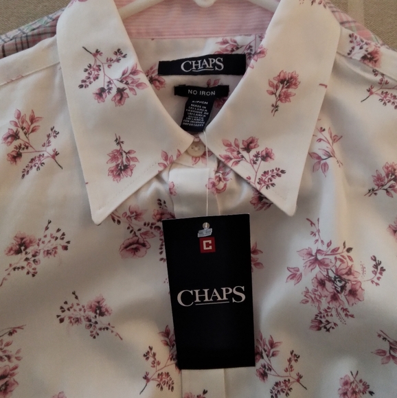 Chaps Women Dress Blouse White Pink Flowers S/P/CH - Picture 8 of 8